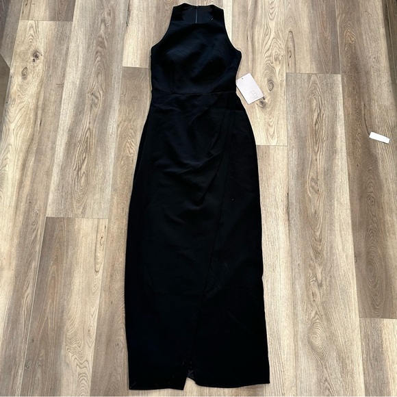 New JS Collections Black Faux Wrap Halter Maxi Dress - Picture 3 of 7